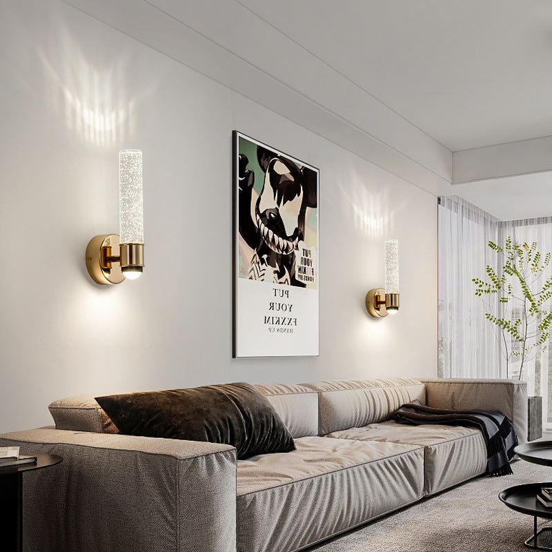 Modern Luxury Acrylic Aluminum Crystal Bubble Round LED Wall Sconce Lamp For Bedroom & Living Room