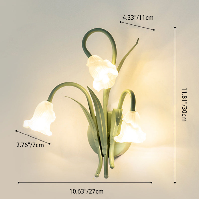 Applique murale contemporaine en verre créatif rond en fer à 3 lumières avec feuilles de fleurs pour chambre et salon 