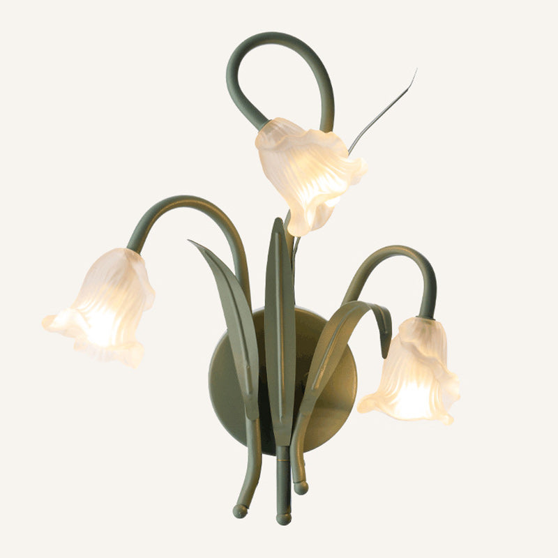 Applique murale contemporaine en verre créatif rond en fer à 3 lumières avec feuilles de fleurs pour chambre et salon 