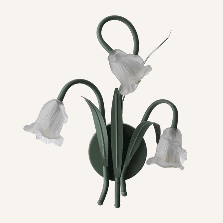 Applique murale contemporaine en verre créatif rond en fer à 3 lumières avec feuilles de fleurs pour chambre et salon 