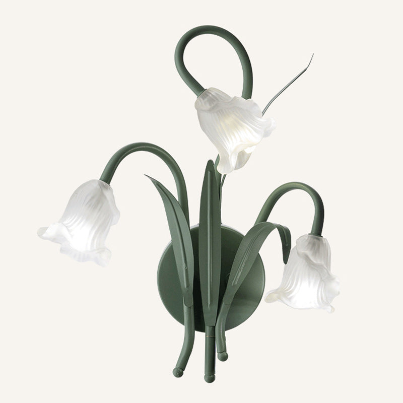 Applique murale contemporaine en verre créatif rond en fer à 3 lumières avec feuilles de fleurs pour chambre et salon 