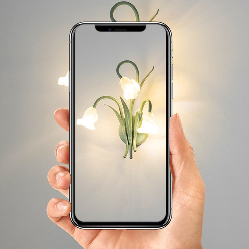 Applique murale contemporaine en verre créatif rond en fer à 3 lumières avec feuilles de fleurs pour chambre et salon 