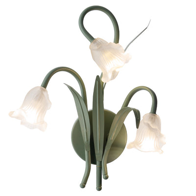 Contemporary Creative Glass Iron Round Flower Leaf 3-Light Wall Sconce Lamp For Bedroom & Living Room
