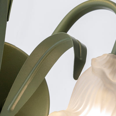 Contemporary Creative Glass Iron Round Flower Leaf 3-Light Wall Sconce Lamp For Bedroom & Living Room