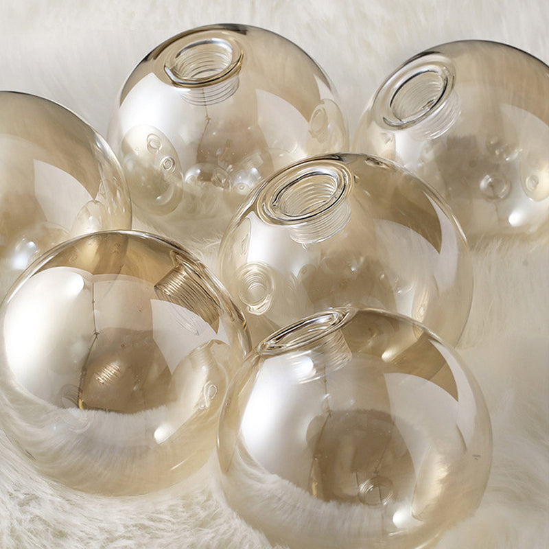 Contemporary Scandinavian Brass Glass Branching Globe 3/5 Lights Semi-Flush Mount Ceiling Light For Bedroom And Living Room