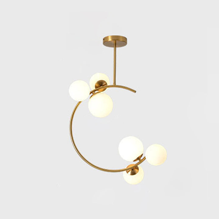 Moderna lámpara de techo semi-empotrada de vidrio escandinavo contemporáneo de aluminio hierro globo curvado con 2/3/6 luces para dormitorio y sala de estar 