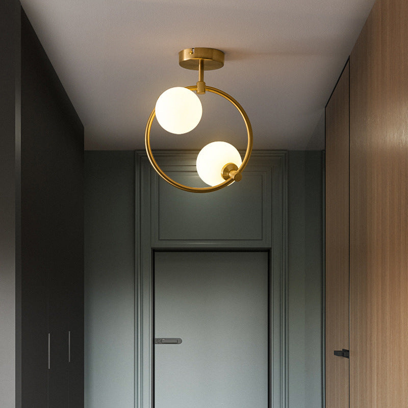 Moderna lámpara de techo semi-empotrada de vidrio escandinavo contemporáneo de aluminio hierro globo curvado con 2/3/6 luces para dormitorio y sala de estar 