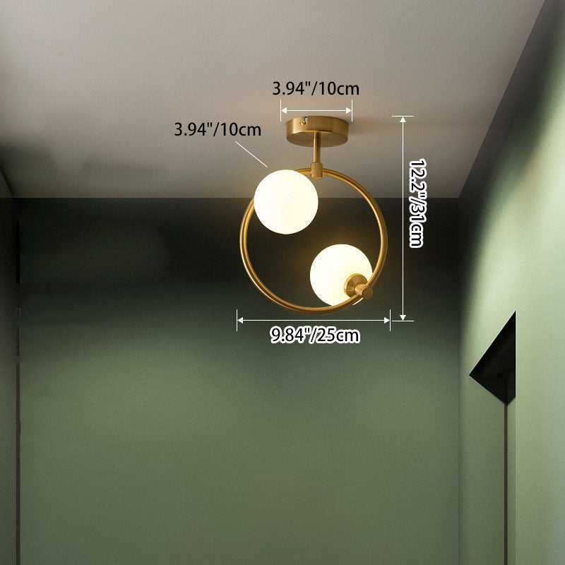 Moderna lámpara de techo semi-empotrada de vidrio escandinavo contemporáneo de aluminio hierro globo curvado con 2/3/6 luces para dormitorio y sala de estar 