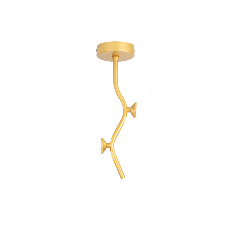 Contemporary Creative Glass Iron Wavy Globe 2-Light Semi-Flush Mount Ceiling Light For Bedroom And Living Room