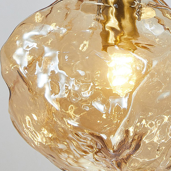 Contemporary Creative Glass Wood Iron Irregular Stone 1-Light Pendant Light For Bedroom &amp; Living Room