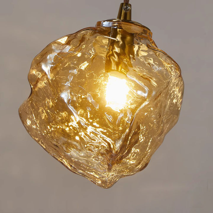 Contemporary Creative Glass Wood Iron Irregular Stone 1-Light Pendant Light For Bedroom &amp; Living Room