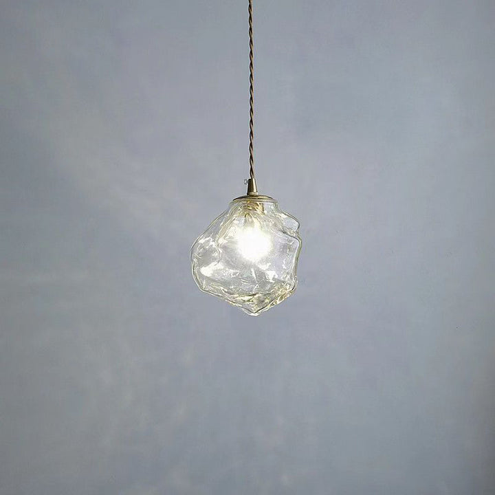 Contemporary Creative Glass Wood Iron Irregular Stone 1-Light Pendant Light For Bedroom &amp; Living Room