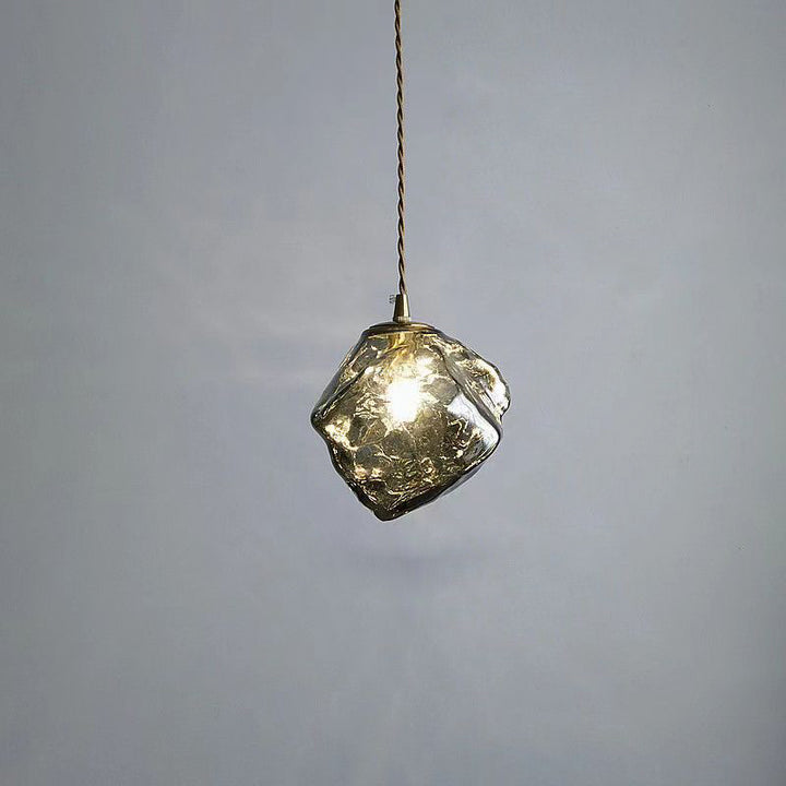 Contemporary Creative Glass Wood Iron Irregular Stone 1-Light Pendant Light For Bedroom &amp; Living Room