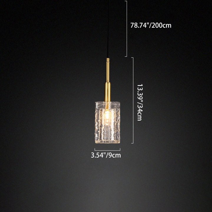 Modern Luxury Crystal Copper Cylindrical 1-Light Pendant Light For Bedroom Living Room