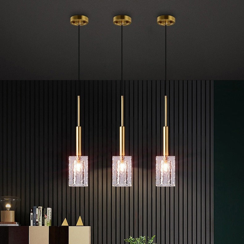 Modern Luxury Crystal Copper Cylindrical 1-Light Pendant Light For Bedroom Living Room