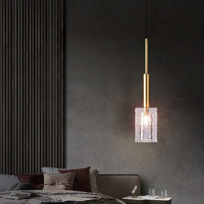 Modern Luxury Crystal Copper Cylindrical 1-Light Pendant Light For Bedroom Living Room