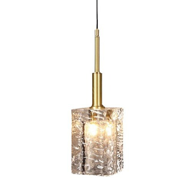 Modern Luxury Crystal Copper Cylindrical 1-Light Pendant Light For Bedroom Living Room