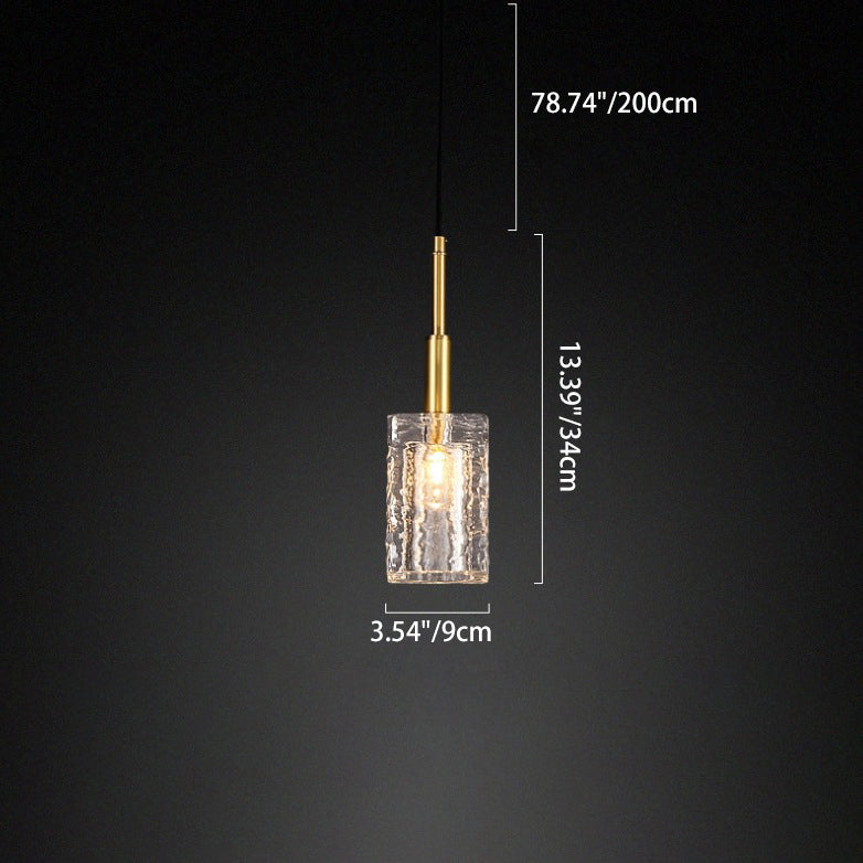 Modern Luxury Crystal Copper Cylindrical 1-Light Pendant Light For Bedroom Living Room