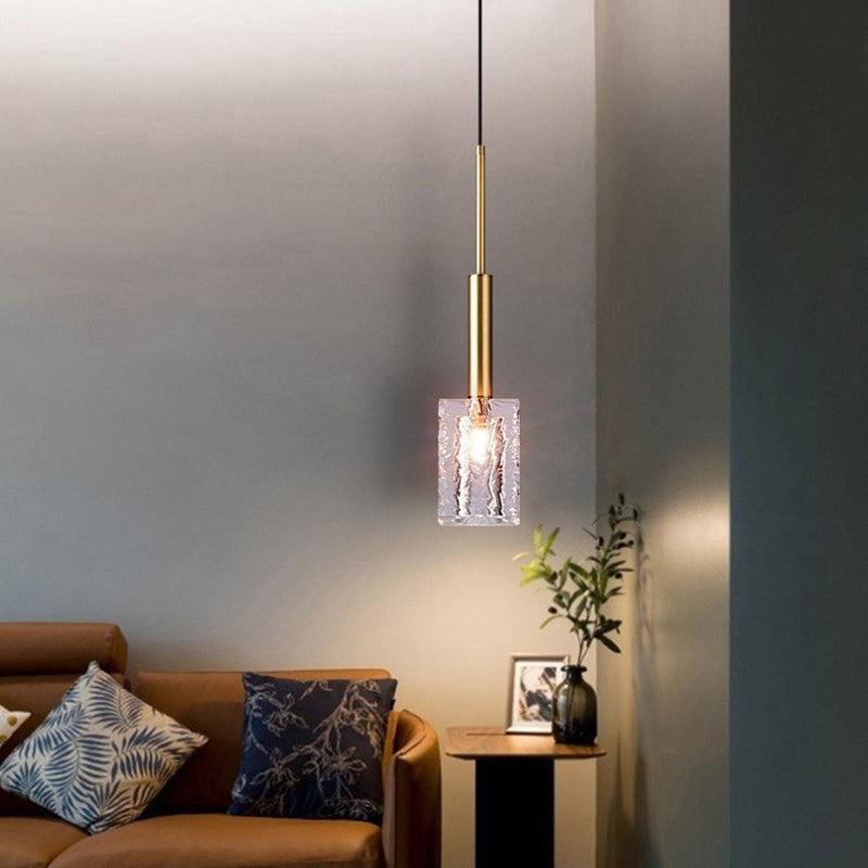 Modern Luxury Crystal Copper Cylindrical 1-Light Pendant Light For Bedroom Living Room