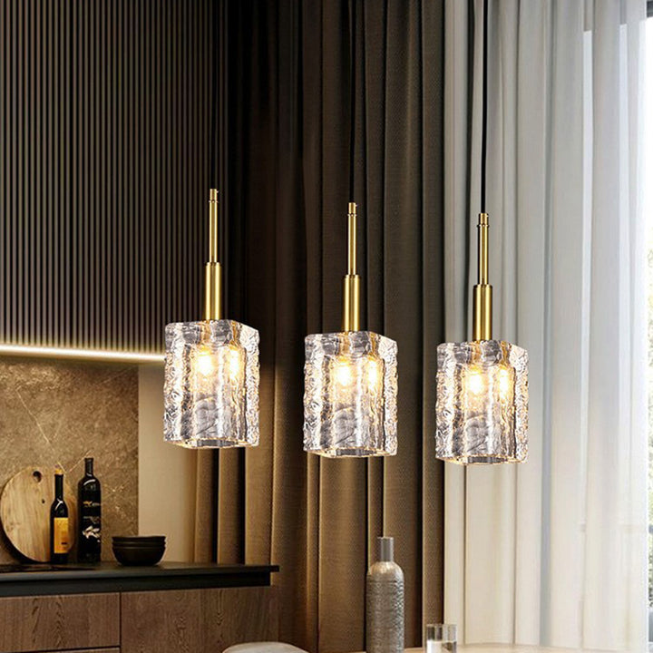 Modern Luxury Crystal Copper Cylindrical 1-Light Pendant Light For Bedroom Living Room