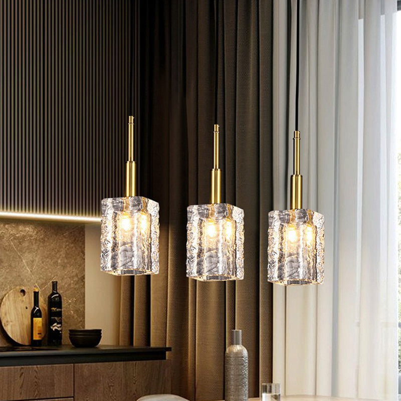 Modern Luxury Crystal Copper Cylindrical 1-Light Pendant Light For Bedroom Living Room