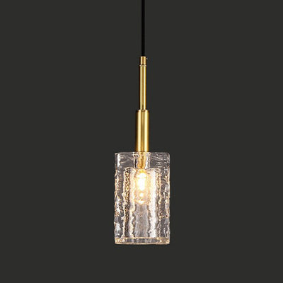 Modern Luxury Crystal Copper Cylindrical 1-Light Pendant Light For Bedroom Living Room