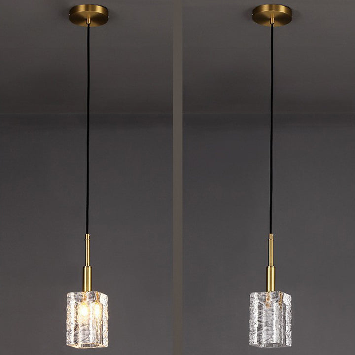 Modern Luxury Crystal Copper Cylindrical 1-Light Pendant Light For Bedroom Living Room