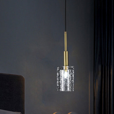 Modern Luxury Crystal Copper Cylindrical 1-Light Pendant Light For Bedroom Living Room