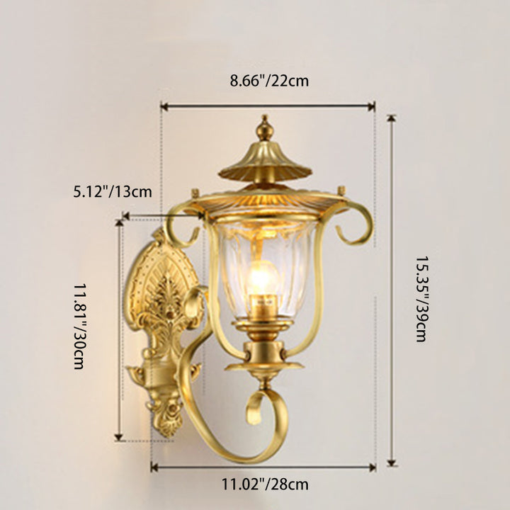 Contemporary Scandinavian Glass Brass Textured Curved Round 1/2-Light Wall Sconce Lamp For Bedroom &amp; Living Room