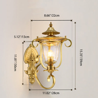 Contemporary Scandinavian Glass Brass Textured Curved Round 1/2-Light Wall Sconce Lamp For Bedroom & Living Room