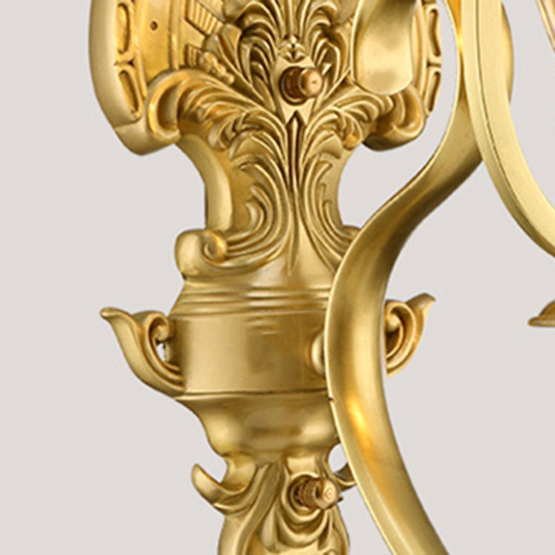 Contemporary Scandinavian Glass Brass Textured Curved Round 1/2-Light Wall Sconce Lamp For Bedroom & Living Room