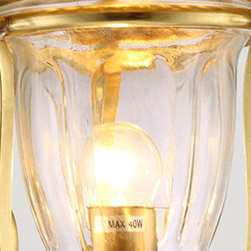Contemporary Scandinavian Glass Brass Textured Curved Round 1/2-Light Wall Sconce Lamp For Bedroom & Living Room
