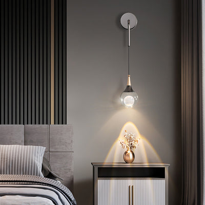 Modern Luxury Crystal Ball Aluminum Iron Round 1-Light Wall Sconce Lamp For Bedroom & Living Room