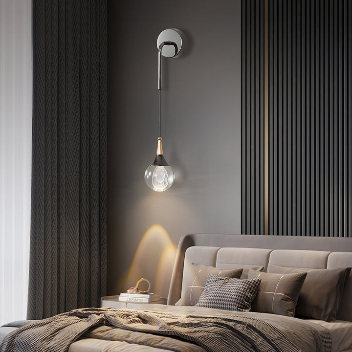 Applique murale moderne de luxe en cristal boule en aluminium fer rond à 1 lumière pour chambre et salon 