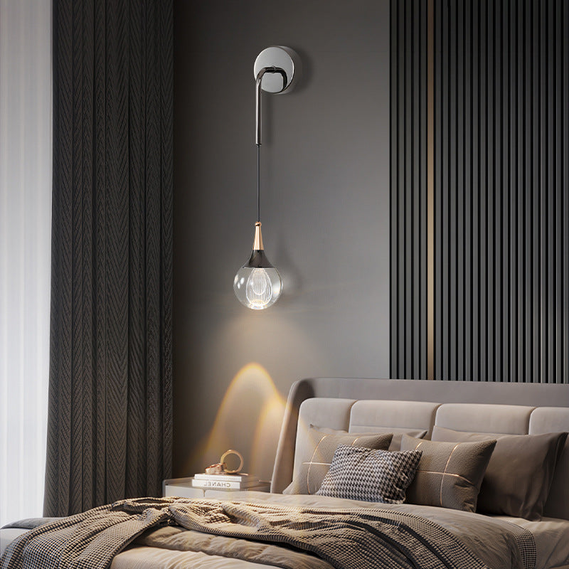Modern Luxury Crystal Ball Aluminum Iron Round 1-Light Wall Sconce Lamp For Bedroom & Living Room
