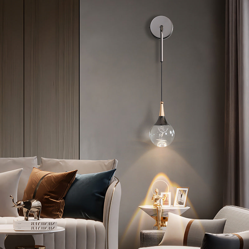 Applique murale moderne de luxe en cristal boule en aluminium fer rond à 1 lumière pour chambre et salon 