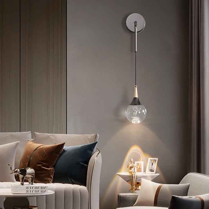 Applique murale moderne de luxe en cristal boule en aluminium fer rond à 1 lumière pour chambre et salon 