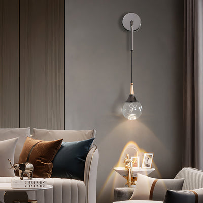 Modern Luxury Crystal Ball Aluminum Iron Round 1-Light Wall Sconce Lamp For Bedroom & Living Room