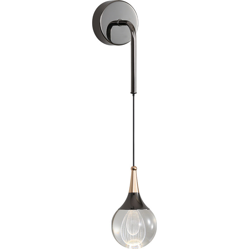 Applique murale moderne de luxe en cristal boule en aluminium fer rond à 1 lumière pour chambre et salon 