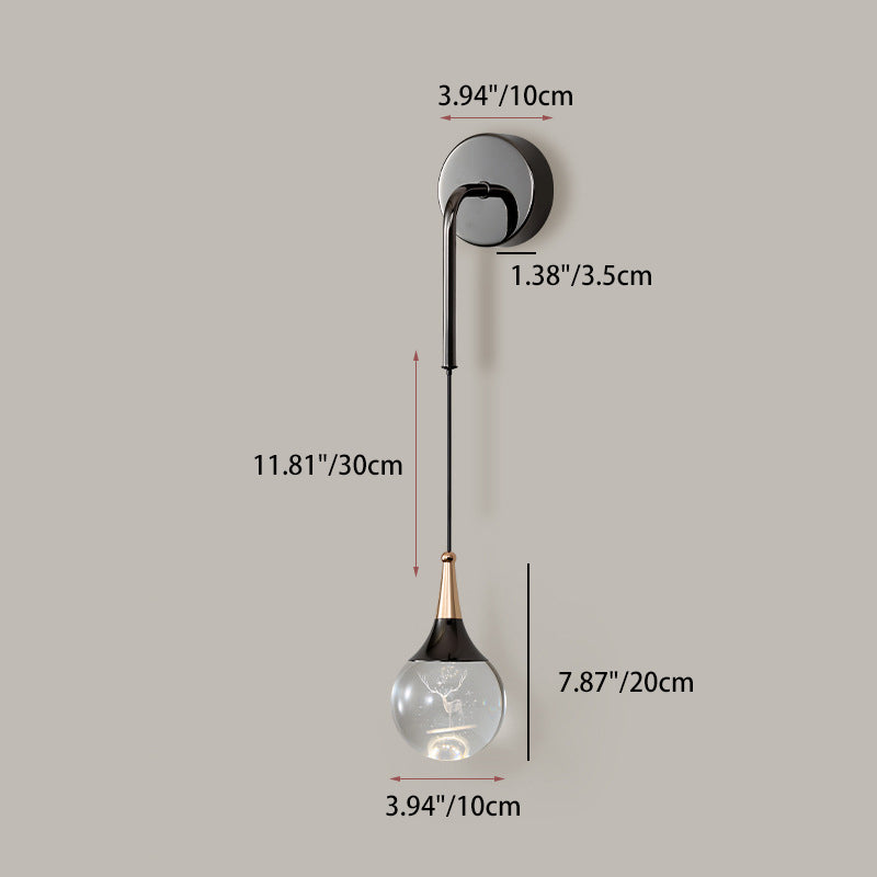 Modern Luxury Crystal Ball Aluminum Iron Round 1-Light Wall Sconce Lamp For Bedroom & Living Room