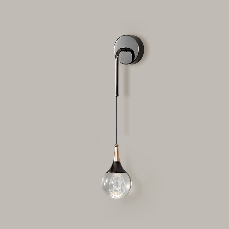 Modern Luxury Crystal Ball Aluminum Iron Round 1-Light Wall Sconce Lamp For Bedroom & Living Room