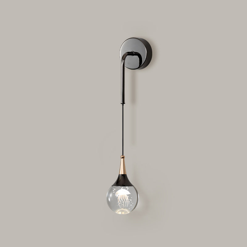 Modern Luxury Crystal Ball Aluminum Iron Round 1-Light Wall Sconce Lamp For Bedroom & Living Room