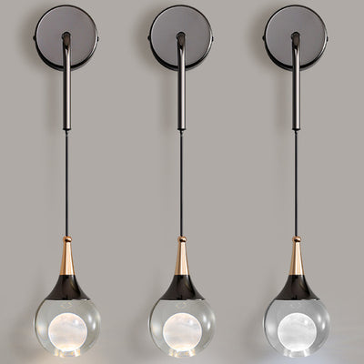 Modern Luxury Crystal Ball Aluminum Iron Round 1-Light Wall Sconce Lamp For Bedroom & Living Room