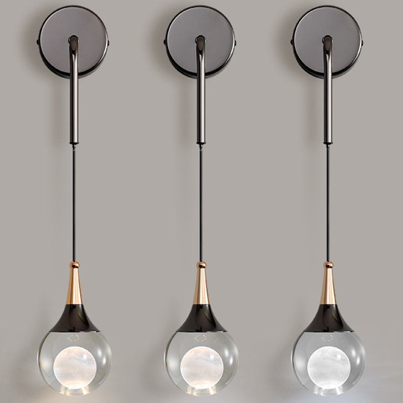 Modern Luxury Crystal Ball Aluminum Iron Round 1-Light Wall Sconce Lamp For Bedroom & Living Room