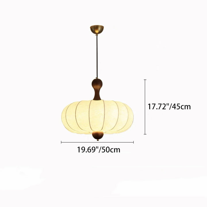Traditional Vintage Faux Silk Solid Wood Metal Striped Flat Round 1-Light Pendant Light For Bedroom &amp; Living Room