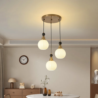 Traditional Chinese Glass Solid Wood Iron Copper Branching Round Curved 3/6/8-Light Chandelier For Bedroom & Living Room
