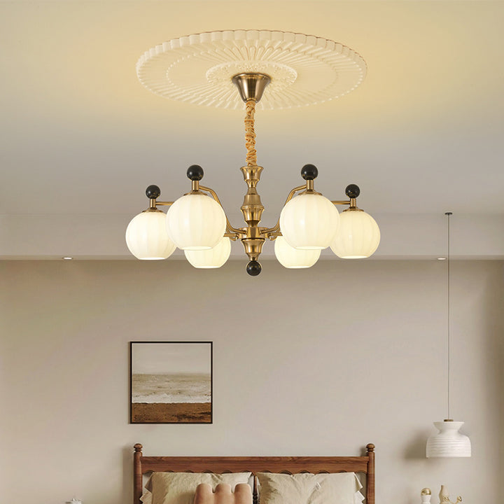 Lámpara de araña tradicional china de vidrio, madera maciza, hierro, cobre, ramificada, redonda, curva, de 3/6/8 luces para dormitorio y sala de estar 