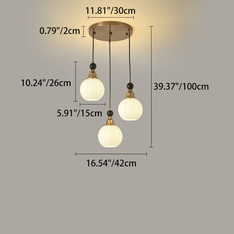 Traditional Chinese Glass Solid Wood Iron Copper Branching Round Curved 3/6/8-Light Chandelier For Bedroom & Living Room