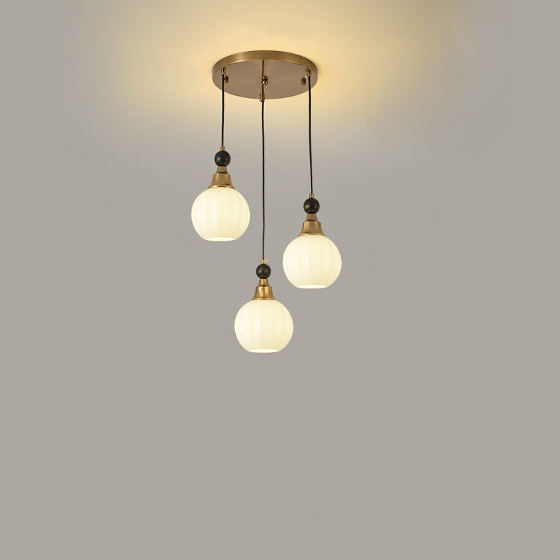 Traditional Chinese Glass Solid Wood Iron Copper Branching Round Curved 3/6/8-Light Chandelier For Bedroom & Living Room