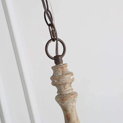 Traditional Farmhouse Wood Iron Curved Branch Round 5-Light Chandelier For Living Room Dining Room